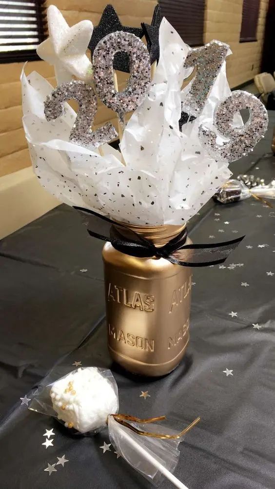 gold-mason-jar-graduation-party-centerpieces